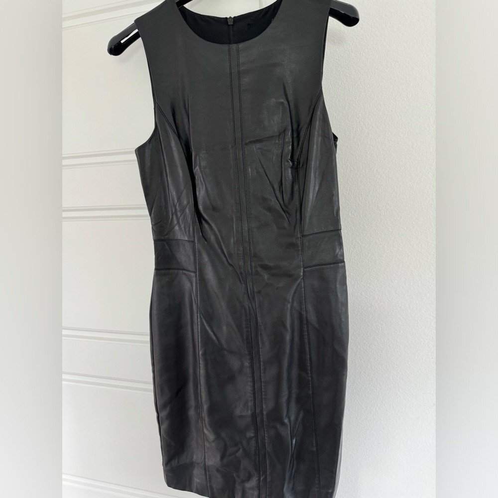 Armani exchange black faux leather dress size 2